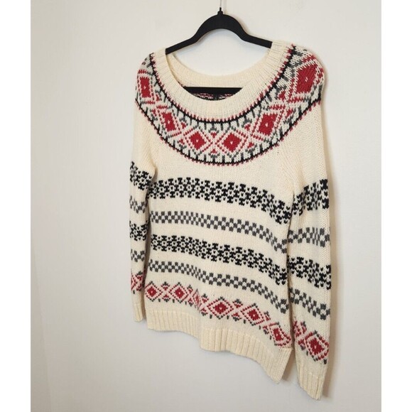 Talbots Womens Sweater Nordic Fair Isle Wool Blend Small Petite - Picture 2 of 9